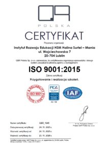 Certyfikat ISO 9001